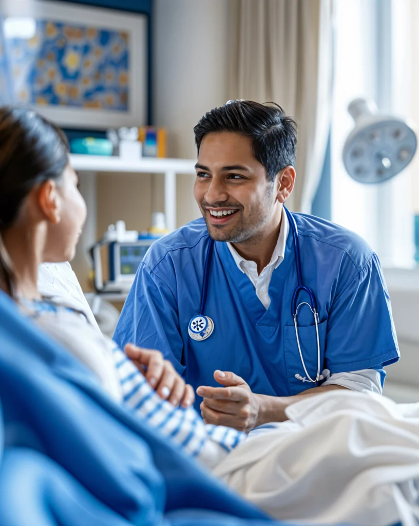 male working as paediatrician